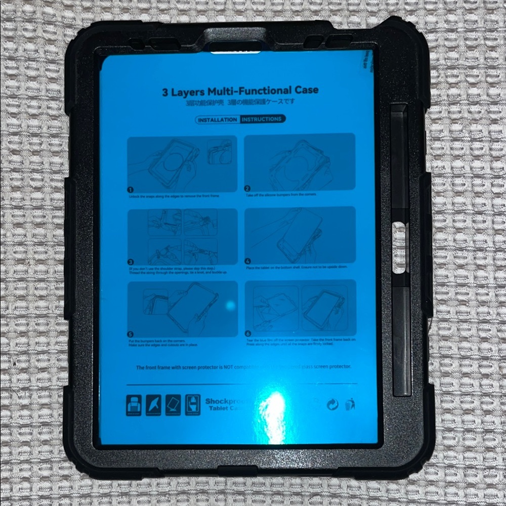 Black Multi-Functional Tablet Case With Carrying Strap - Picture 2 of 4